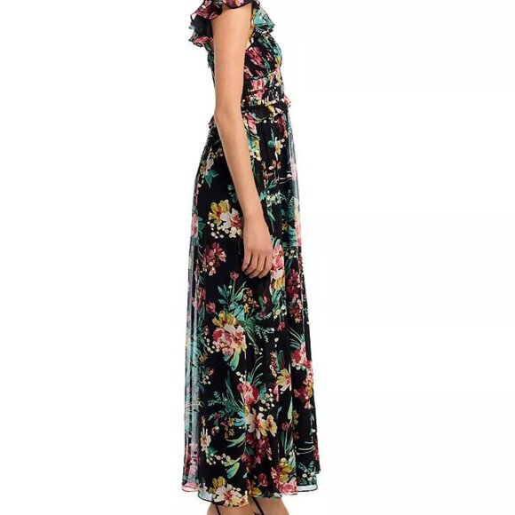 Aqua Black Ruffled Maxi Dress - Size Large - NWT - Picture 3 of 4